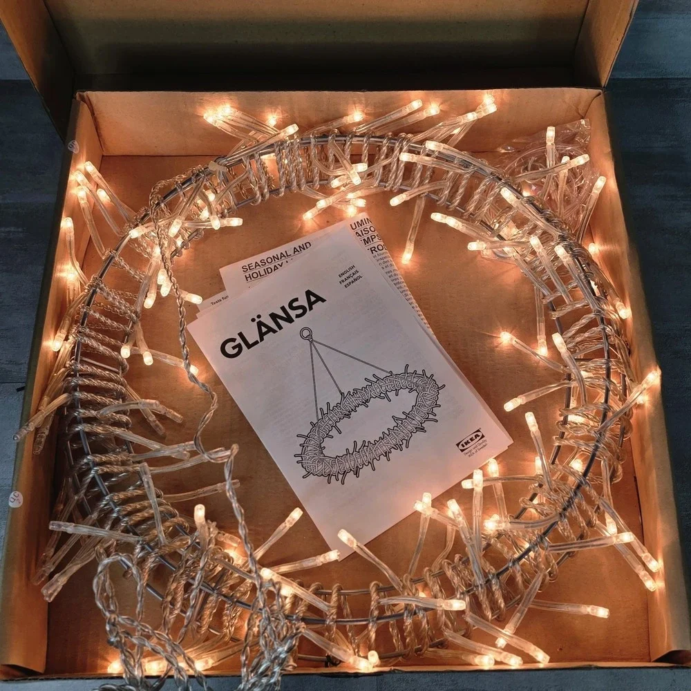 VTG Ikea Glansa Christmas Holiday Hanging Lights Wreath 300.775.16 16